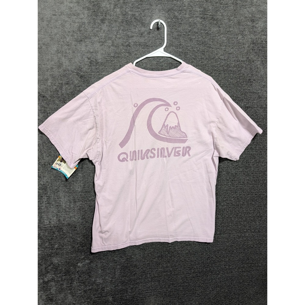 Quiksilver Mens XL Short Sleeve Graphic T-Shirt Lavender Purple Wave Logo 1898